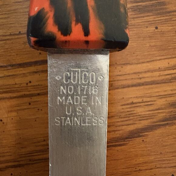 Vintage Cutco 1716 Slotted Turner Stainless Steel Spatula Flipper Brown Swirl - Picture 2 of 7